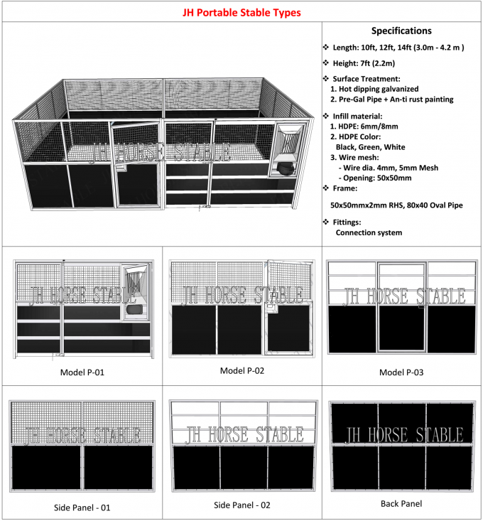 Dos estábulos móveis do cavalo do Hdpe 8mm casa pré-fabricada segura provisória portátil 1