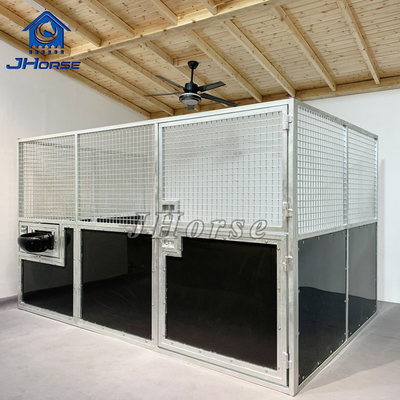 Pintado móvel 12ft tamanho padrão HDG HDPE Cabalo estável estande painéis celeiro com alimentador